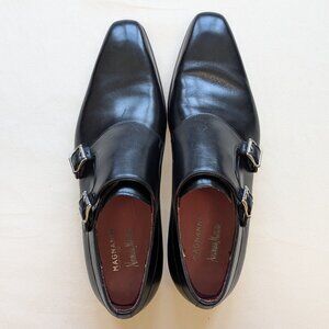 Magnanni Miro Double Monk Strap Dress Shoes Black Leather